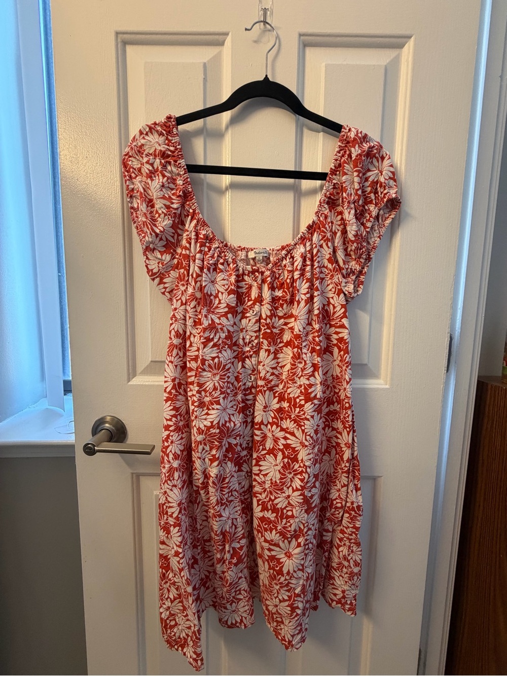 Madewell Linen-Blend Daisy Print Button-Front Dress - Size 14
